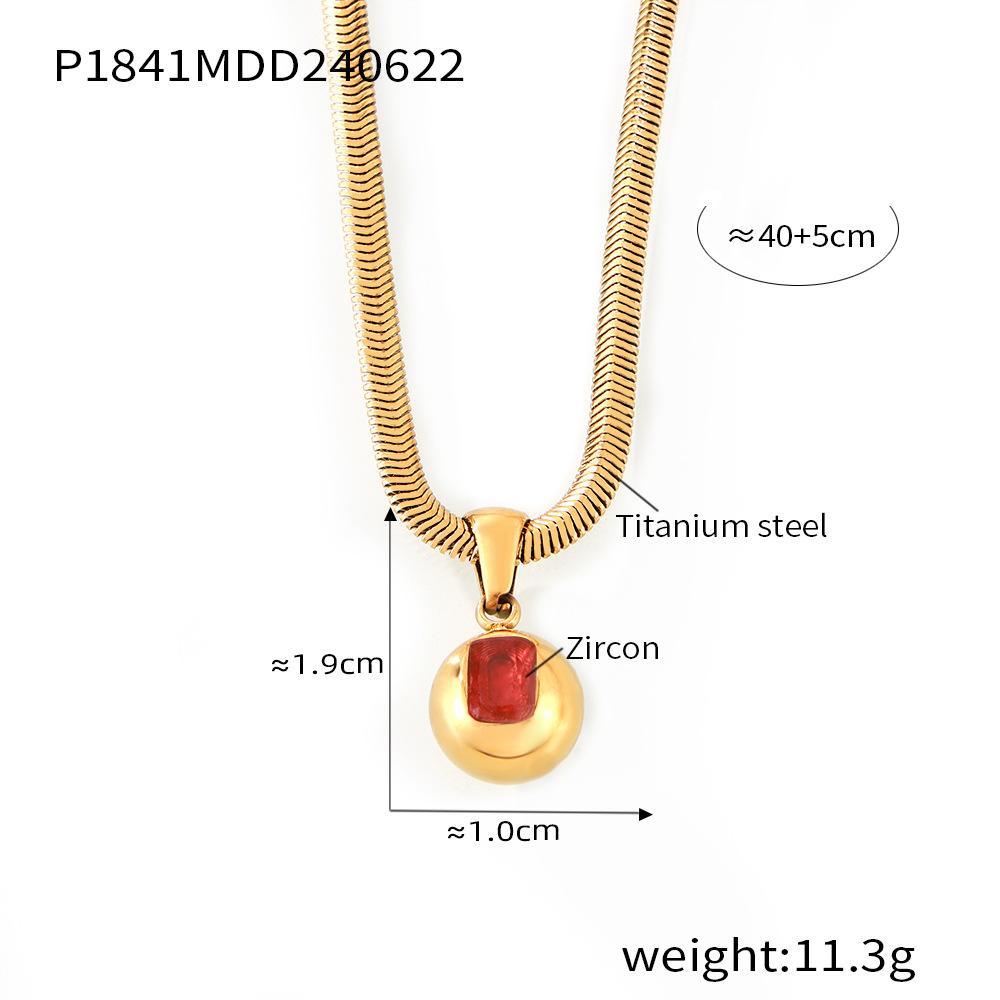 Ожерелье-цепочка из нержавеющей стали 316L «Змеиная кость» для женщин, модное ожерелье с подвеской в виде красочного циркониевого шара с 18-каратным золотым покрытием, циркон