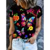 Summer Round Neck Women's T-shirt Fashion 3D Printing Colorful Floral Print Short Sleeve T-shirt Casual Sports Top