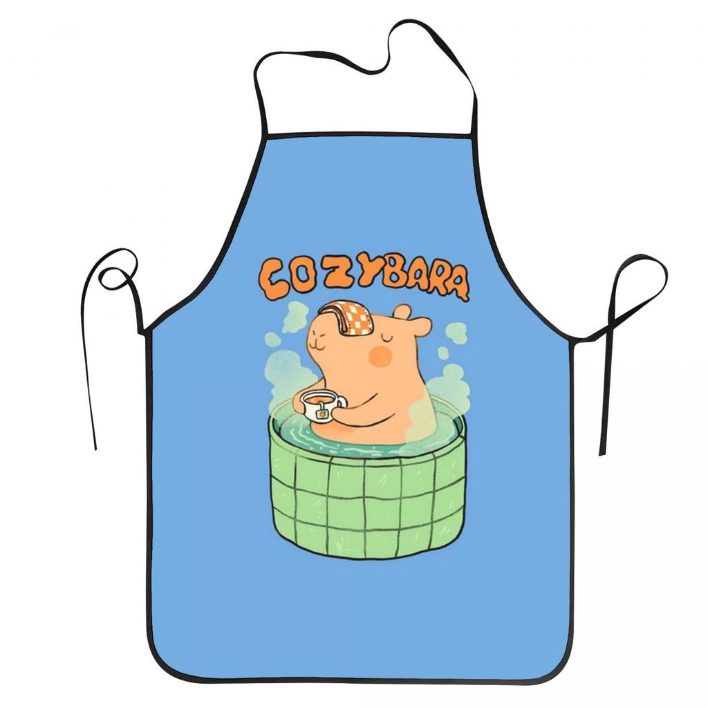 Don't Worry Be Cappy Capybara Apron Chef Cooking Tablier Sleeveless Bib Kitchen Cleaning Pinafore for Women Men Gardening