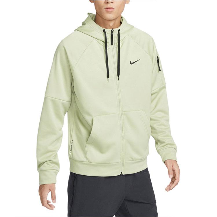 Nike Мужская толстовка на молнии с длинными рукавами и подкладкой из флиса Therma-FIT, Верх, Светло-оливково-зеленый DQ4831-371
