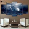 HD Printed 5 Piece Canvas Art Lightning Sea Ocean Storm Painting Wall Pictures for Living Room Modern