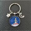 1PCS Little Prince and Fox Rose Logo Glass Cabochon Pendant Keychain Jewelry Gift