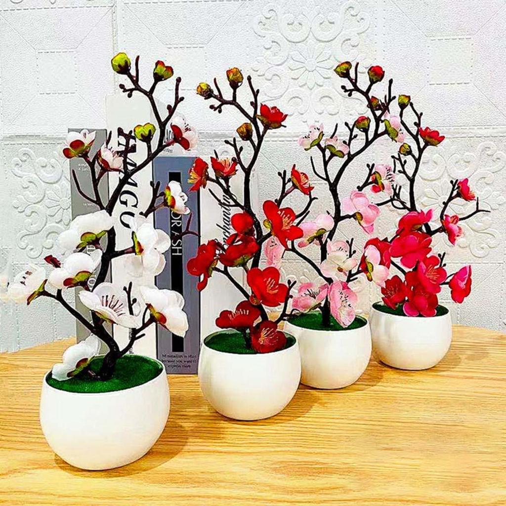 Plant Artificial Potted Flower Plastic Plum Table Decorative