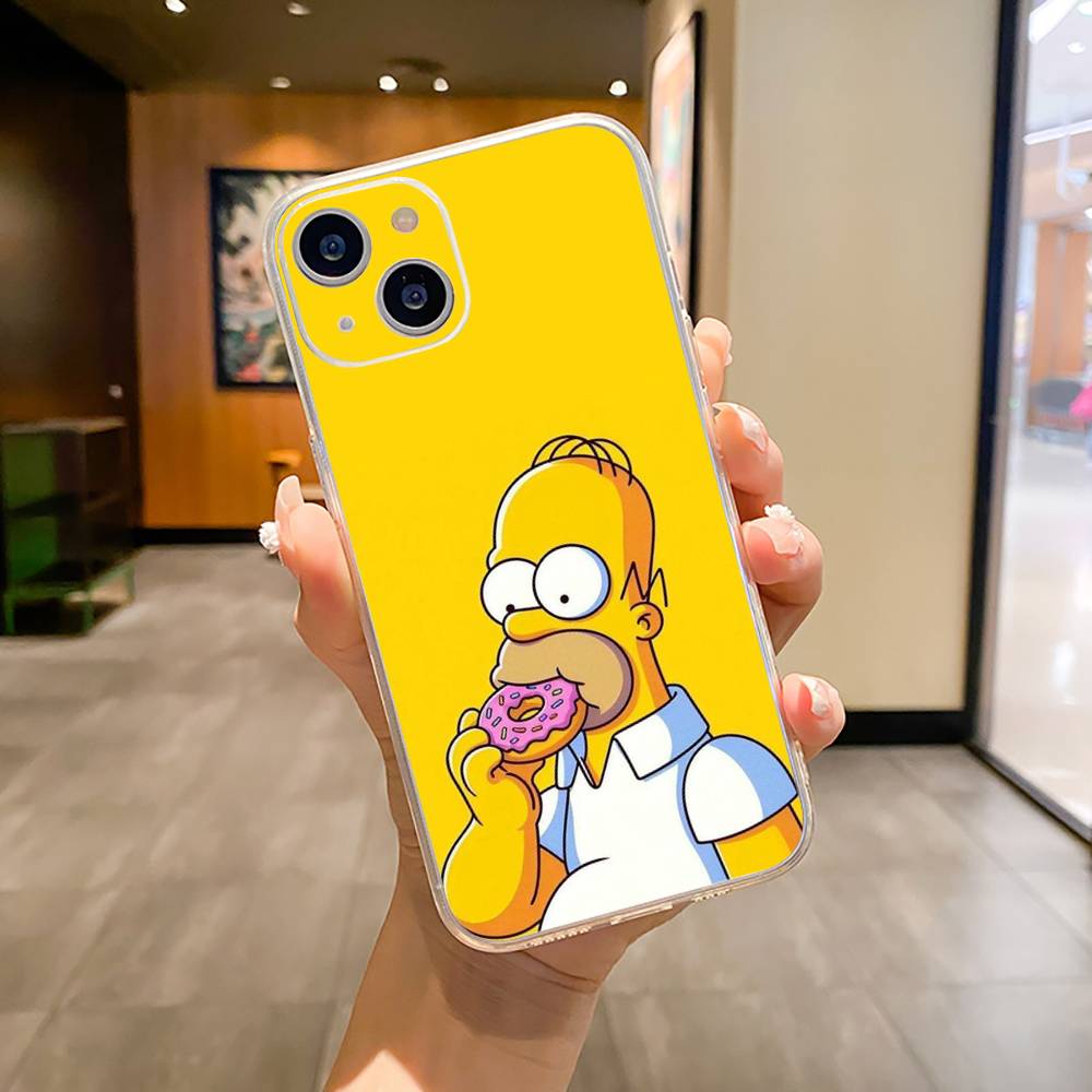 Симпсоны-Смешной Мультяшный Чехол для Телефона Для iPhone17,16,15,14,13,12,11 ,Pro Max, Plus Мягкий Силиконовый Прозрачный Чехол