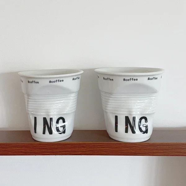 6,7 унций чашки и кружки в корейском стиле кофейная кружка белая керамическая скандинавская морщинистая чашка 200 мл стакан для питья кофе английская буква