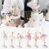 3Pcs Baby Shower Cake Decor Party Baking Girl Doll Ballet Girls Cupcake Topper Cake Topper