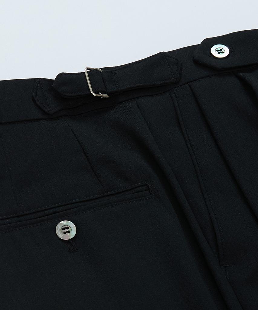 BELLIEF Wool Adjust Double Pleat Relaxed Trouser (Black)