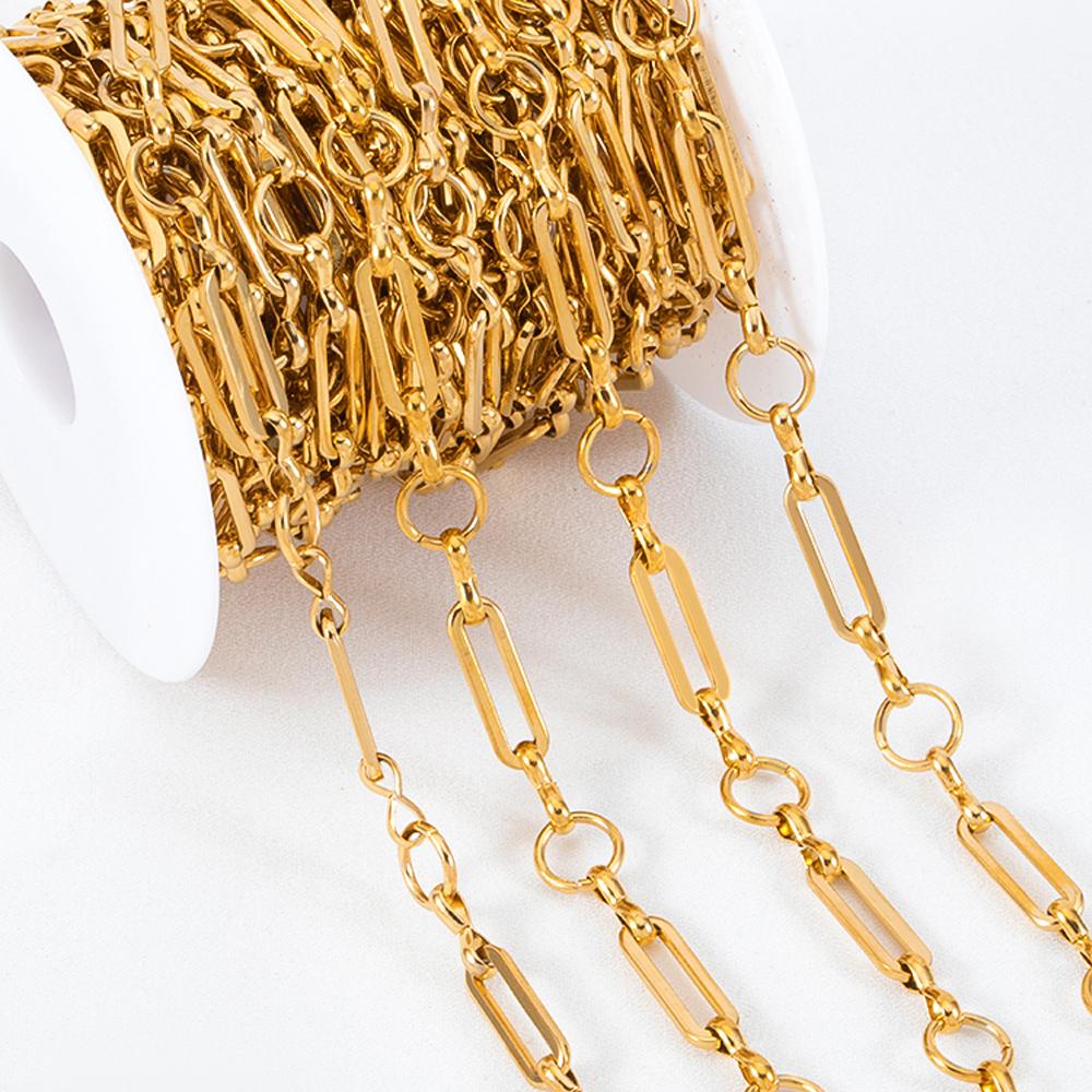 1meter Flat Geometric Heart Round Square Design Necklaces Chain Stainless Steel Link Chains DIY Bracelets Jewelry Making Chains
