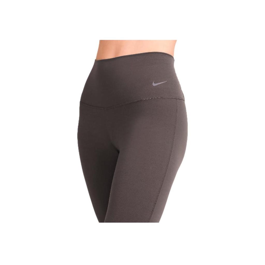 Nike Zenvy Простые однотонные брюки с логотипом, с высокой талией, быстросохнущие, с эффектом лифтинга ягодиц, расклешенные спортивные брюки женские, низ, средне-серый FV7922254