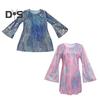 Women Dress Retro Sequin Bell Sleeves Plus Size Loose Fit Printed Halloween Cosplay Hippie Disco Dance Performance Party Bronzing Evening Dress