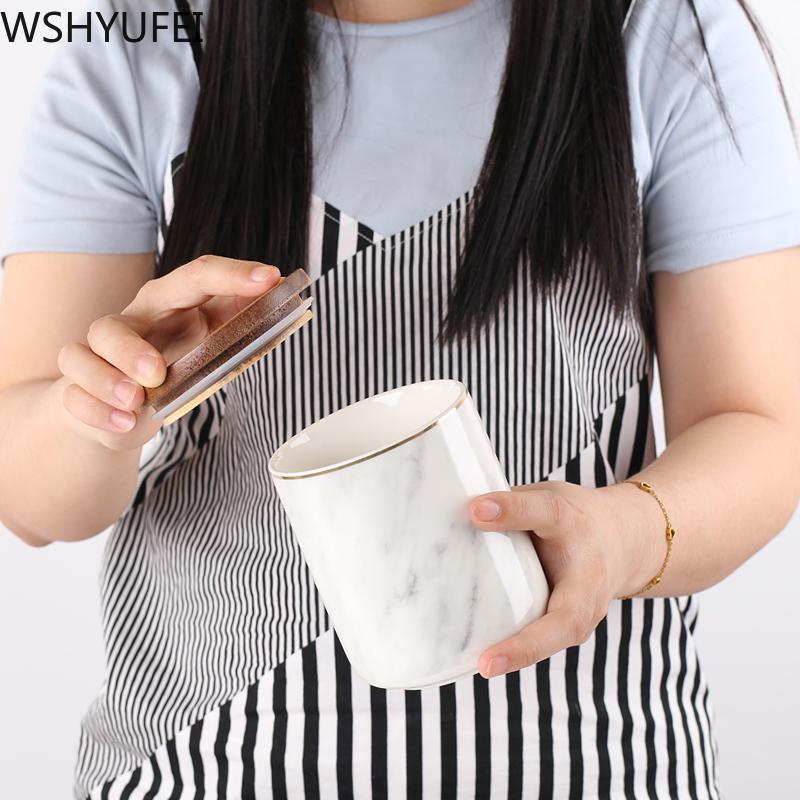 Nordic Marbled Sealed Cans with Lids Ceramic Storage Jars Tea Cans Candy Biscuit Jars Living Room Home Accessories WSHYUFEI