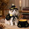 Pet Costume for Running Dogs 1 Set Halloween Cat Witch Costume, Black Cape And Wizard Hat, Moon Small Dog Outfit Star Cloak Pointed Hat
