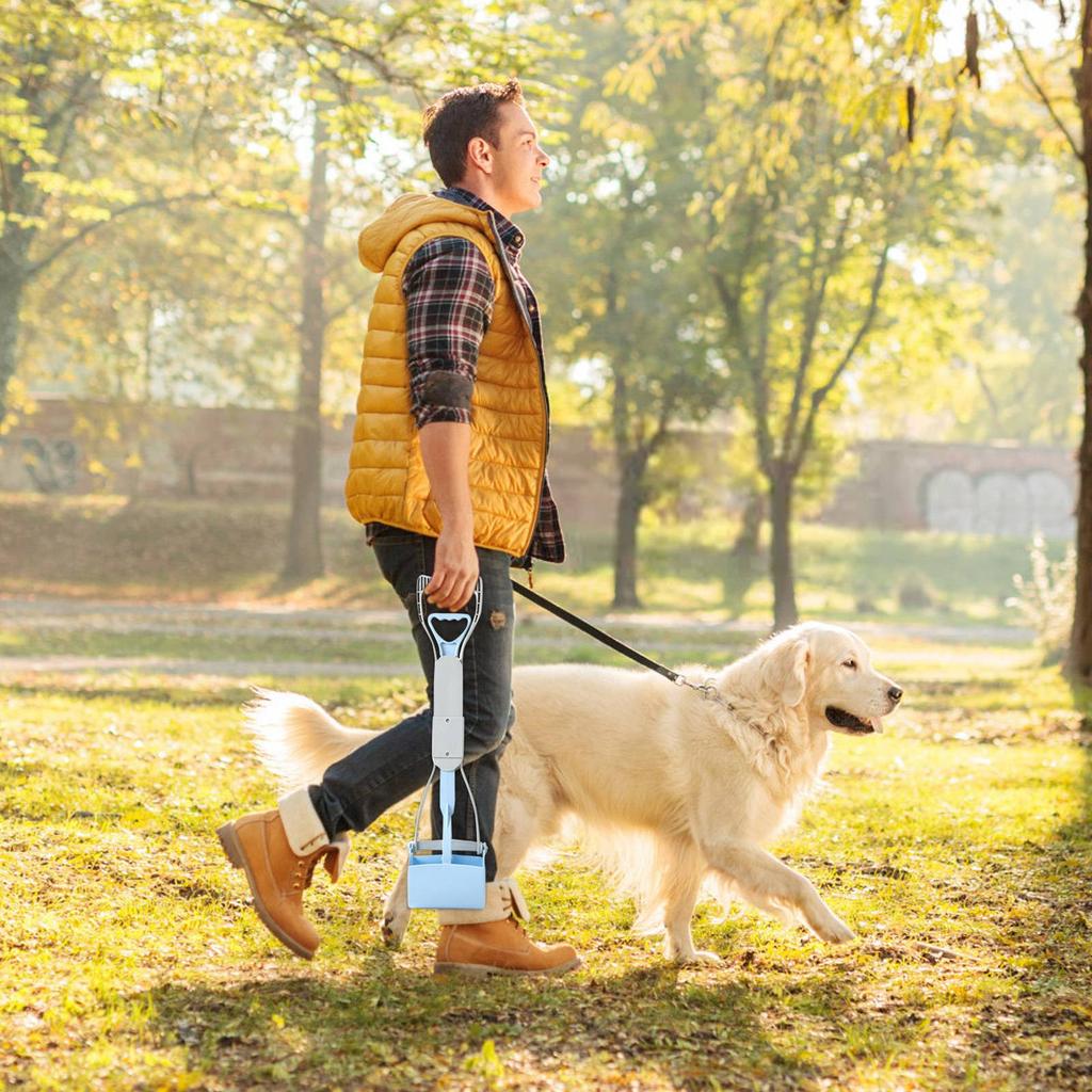 Совок для какашек, совок для собачьих какашек с длинной ручкой, подходит для больших, средних и маленьких собак, пружинный и легкий, инструмент для сбора собачьих отходов на газоне/траве