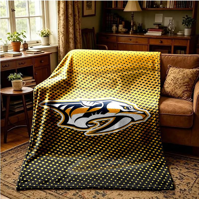 Nashville Hockey Team Throws Blanket Flannel Blankets Plush for Couch Bed Gifts for Men Women Travel picnic blanket Christmas fan gifts