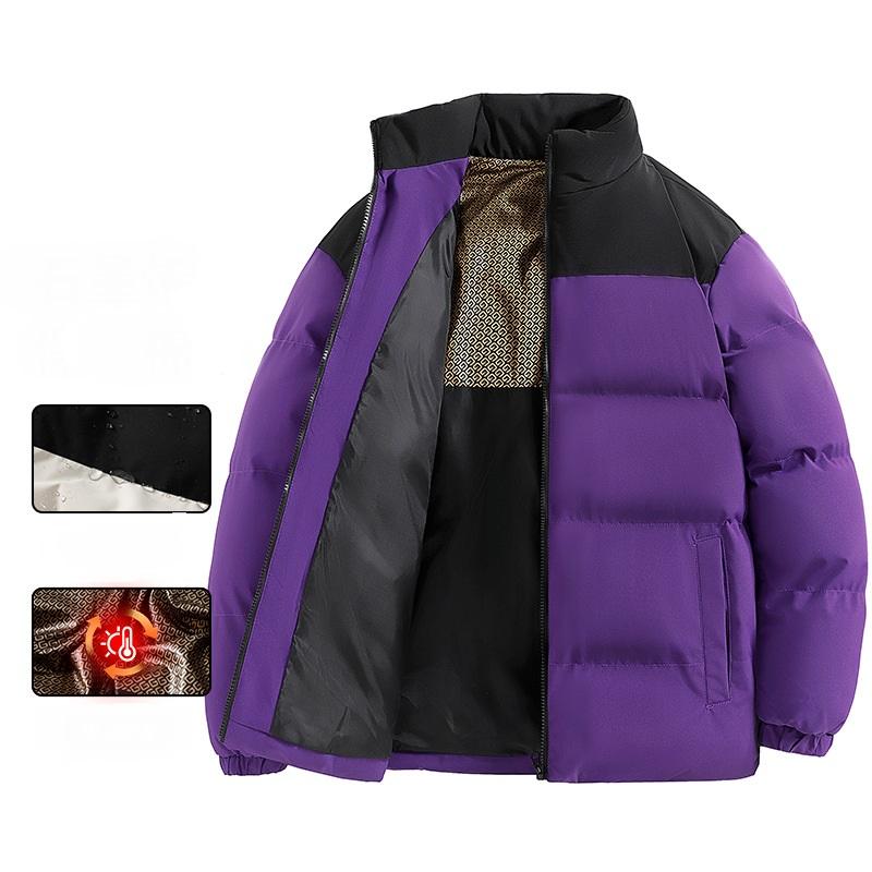 Куртка из графенового хлопка с утолщенным воротником-стойкой, ветрозащитная и теплая хлопковая куртка для пар, куртка Bread, куртка с цветными блоками