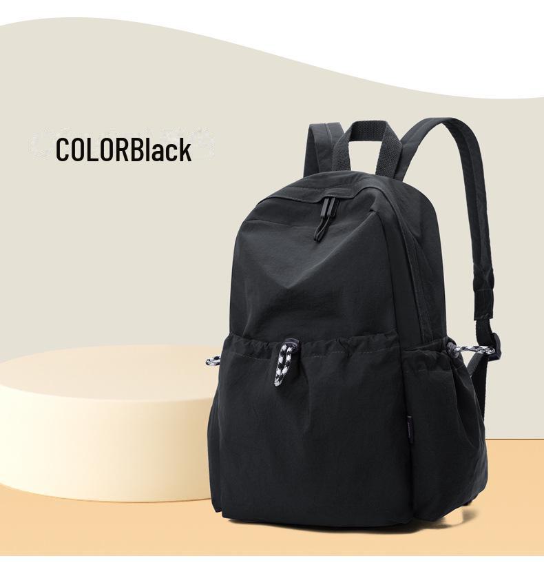 Корейский женский нейлоновый рюкзак весна-лето 2025: Модный однотонный повседневный школьный ранец для студентов