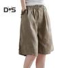 Женские шорты с широкими штанинами и эластичным поясом, повседневные брюки, однотонные, свободного кроя, длиной до колена, спортивные шорты с карманами