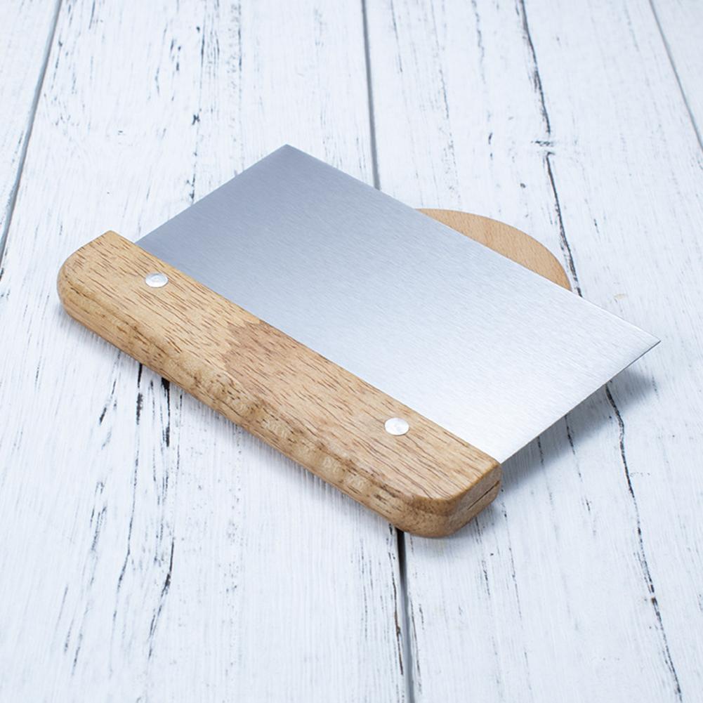 Stainless Steel Dough Scraper and Portioning Tool with Wooden Handle
