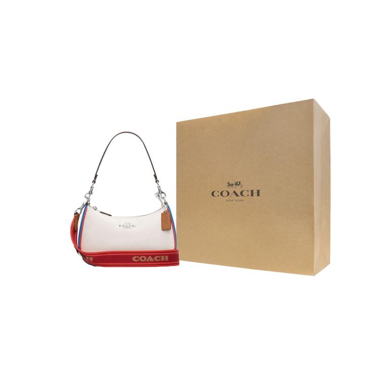 New COACH Teri Cow Leather Crescent Bag, Handbag, Shoulder Bag Women's White CJ595-SVCAH