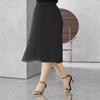 Plus Size Women Spring Autumn Solid Color High Waist Pleated Mediumn Long Skirt L-4Xl