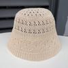 Summer hollow breathable bucket hat women's fashion versatile sunscreen basin hat big head circumference show face small bucket hat