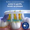 ORAL B Pro-3D White Pulsar Вибрирующая электрическая зубная щетка на батарейках, упаковка 2 шт., вибрирующие щетинки, тонкая ручка со встроенным источником питания
