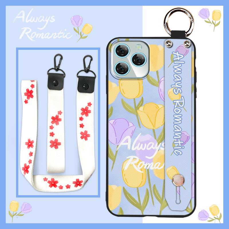Soft case Oil Painting Phone Case For Blackview A95 Dirt-resistant Anti-dust Anti-knock Lanyard Flower Kickstand Durable