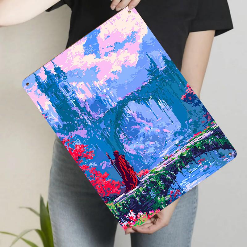 Dream Pixel Castle Landscape Metal Wall Art Creative Home Decor Living Room