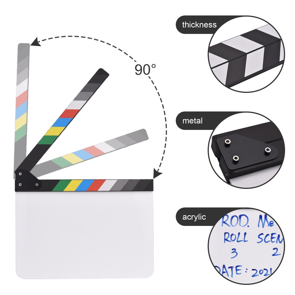 30 * 24cm/ 12 * 9in Acrylic Film Clapboard Movie Directors Clapper Board Slate Cut Action Scene