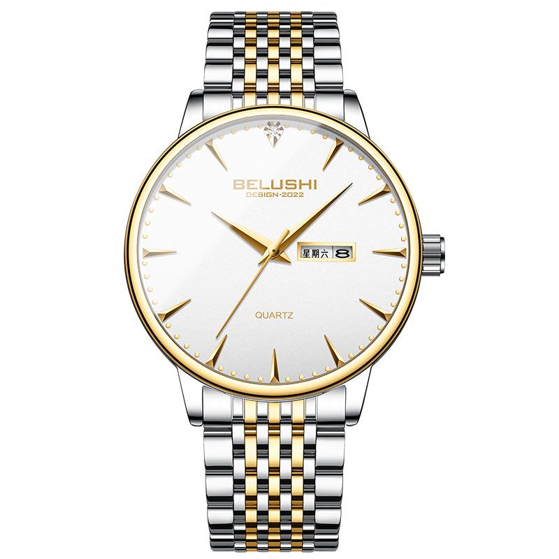 Men's Business-Style Stainless Steel Band Quartz Watches Waterproof Fashionable 9mm Case 30M Water Resistant