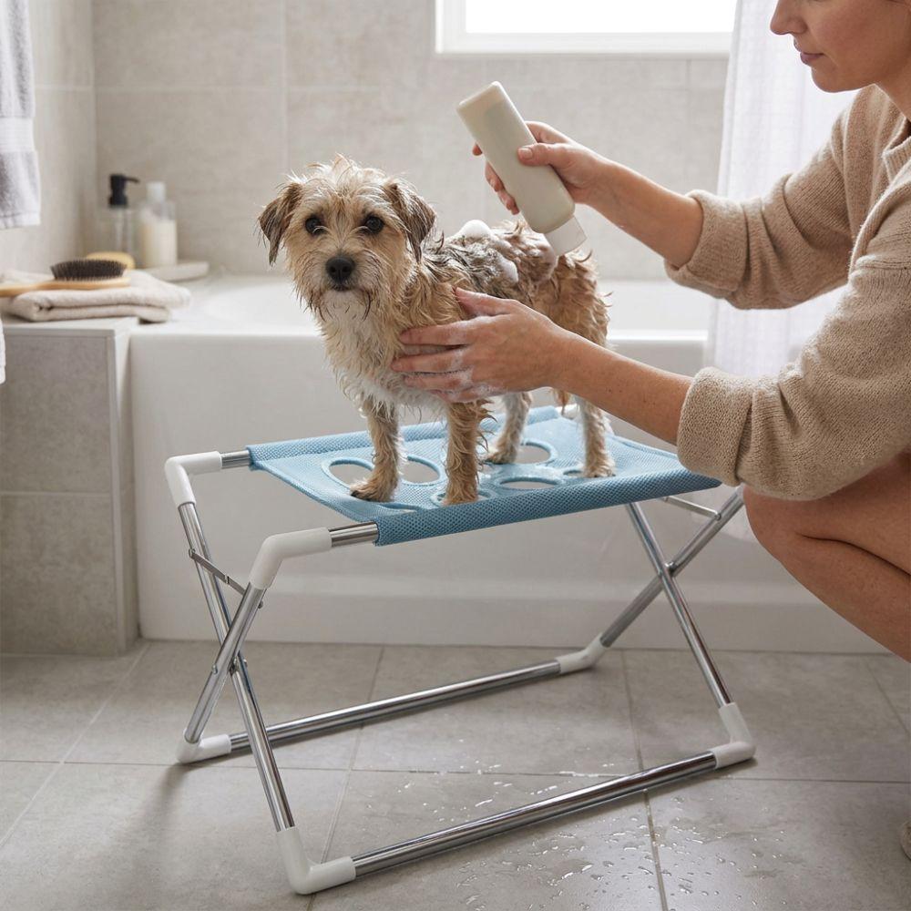 with Support Frame Folding Pet Grooming Hammock Quick Drying Cat Bathing Rack Pet Care