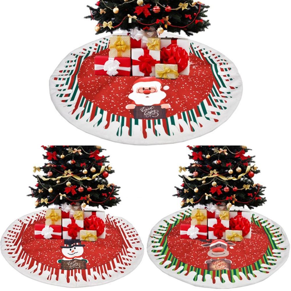 New Year Cloth/Linen Xmas Layout Floor Mat Cover Xmas Decor Christmas Carpet Xmas Tree Skirt