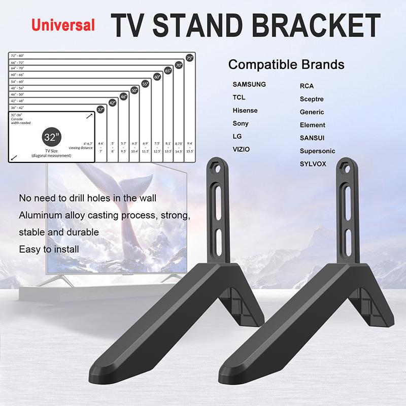 Base Tv Table Stand Universal Top Tv Legs For Vizio Samsung Lg Tcl Hisense Televisions With Screws Easy Install