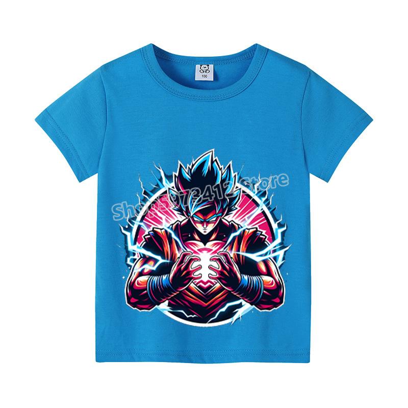 Футболка Dragon Ball Z с Гоку Мультяшные Аниме Фигурки Короткий Рукав Повседневная Детская Футболка Y2K Круглый Вырез Топ Мальчик Лето Детская Одежда Подарок