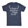 Best Buckin' Papa Ever Deer Antlers Navy T-Shirt.png