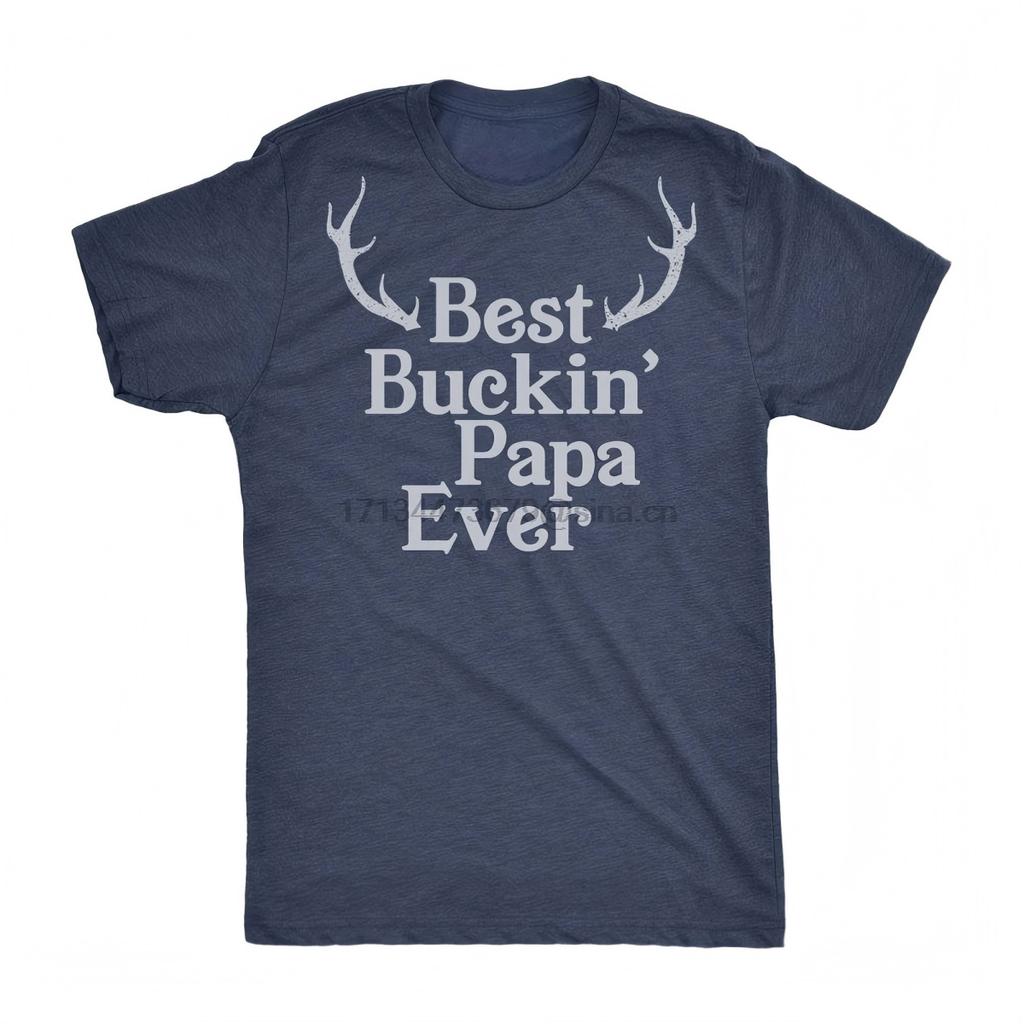 Best Buckin' Papa Ever Deer Antlers Navy T-Shirt.png