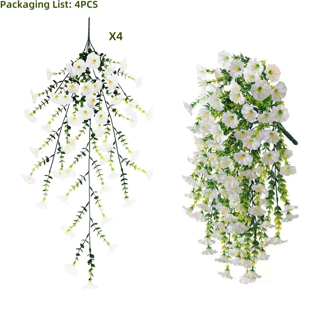 4PCS Hanging Artificial flowers -Eucalyptus Leaves Floral - Fake flowers Indoor/Outdoor Decor Garden -  Durable Plastic Florals