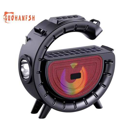 Bluetooth-совместимый динамик с солнечной зарядкой, музыкальным плеером, фонариком и FM-радио — незаменимый помощник для кемпинга на открытом воздухе