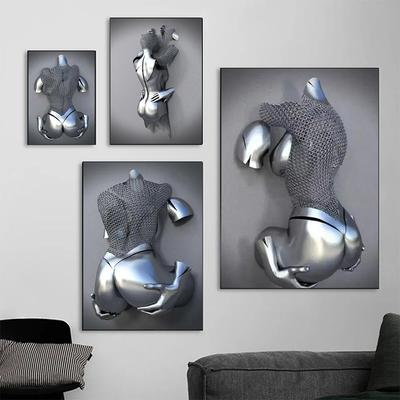 Романтическая Абстрактная Металлическая Фигура Статуя Стена Искусства Холст Картины Современная Гостиная Интерьер Домашнее Украшение Настенная Живопись Плакат