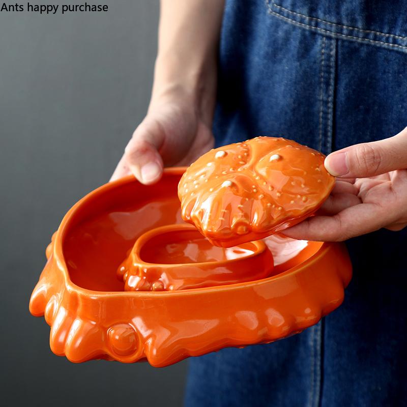 Crab Bowl Dinner Plate Ceramic Plate Dessert Bowls Hotel Restaurant Decorative Tableware Seasoning Dish Snack Bowls Salad Bowl