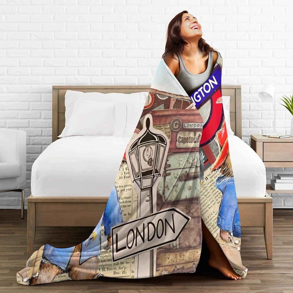 Blankets Britain Paddington Brown Bear Throw Blanket Flannel Bedspread For Couch Chair Sofa Bed Fluffy Sofa Bed Cover