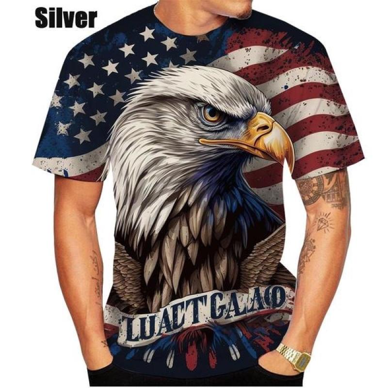 Мужская/Женская Повседневная Футболка с 3D Принтом Орла Уличная Одежда Для Отдыха С Коротким Рукавом Хип-Хоп Забавная Футболка