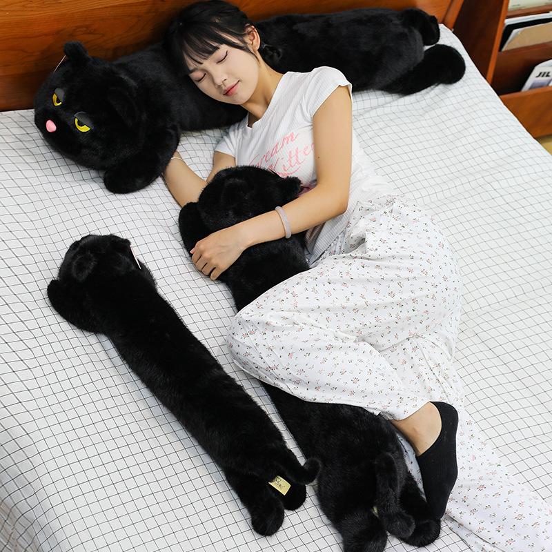 70cm Kawaii Black Cat Plush Toy Doll Cute Big Cuddly Pillow Cushion Ins Black Cat Plush Toy Doll For Boy Girl Brithday Gifts