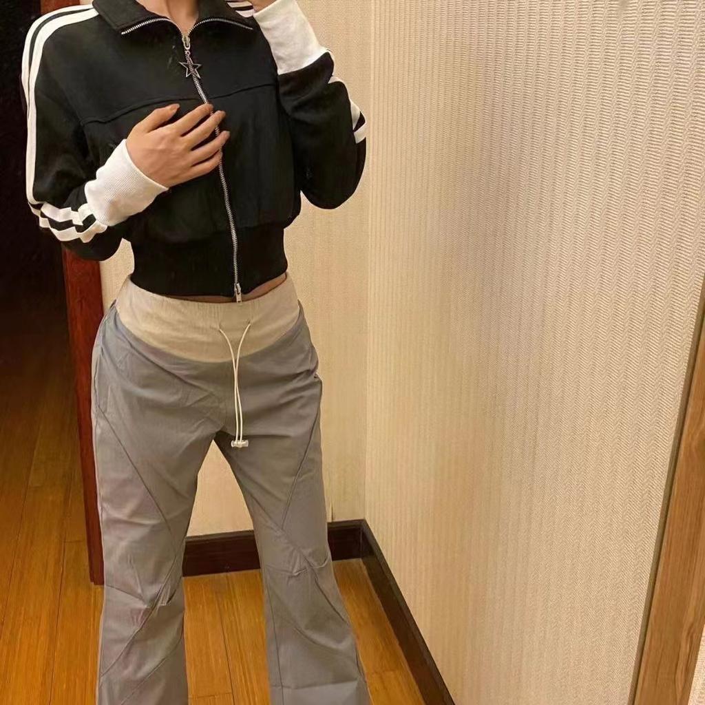 Y2K женские винтажные корейские уличные укороченные толстовки на молнии в полоску в стиле Харадзюку, укороченные куртки на молнии, Kpop толстовка, одежда