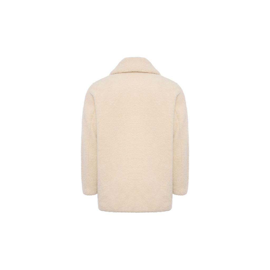 Uniqlo Однотонная плюшевая куртка с длинным рукавом из искусственного мутона для женщин, верхняя одежда, бежевая 431314-30