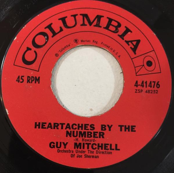 7-дюймовая пластинка ГАЙ МИТЧЕЛЛ - Heartaches By The Number 441476 Columbia 1959 US Фолк Б/У