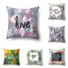 45x45cm Summer Alphabet Floral Pillowcase Wedding Party Couple Home Decor Colorful Tropical Plant Leaves Sofa Cushion Cover