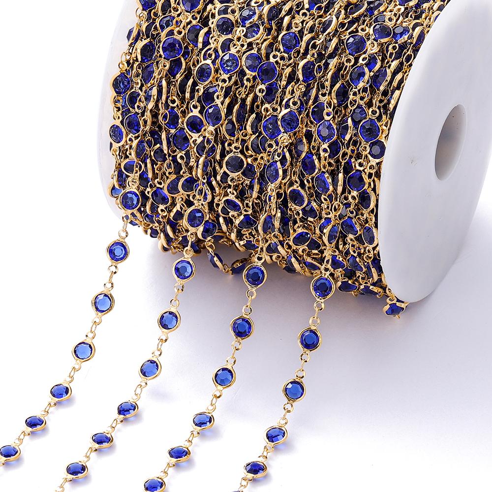 1Meter Colorful Glass Crystal Beads Chain Copper Chains for Necklace Bracelet Jewelry Making DIY Components Accessories