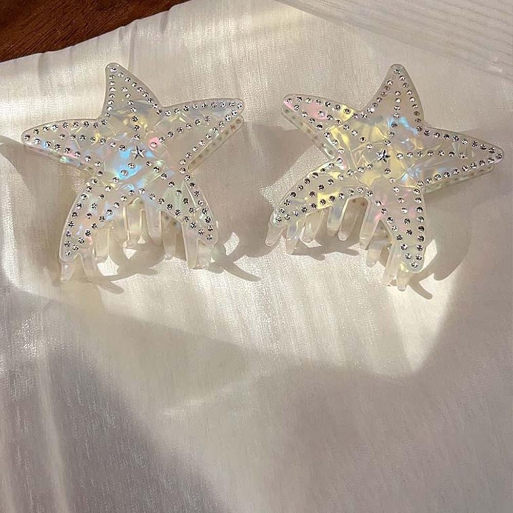 Заколка для волос Морская звезда с инкрустацией стразами Пятиконечная звезда Заколка для волос из ацетата целлюлозы Держатель для хвостика