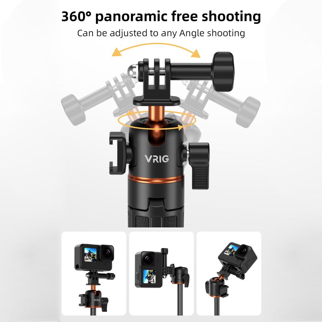 VRIG TP-08S Модернизированная спортивная камера селфи палка штатив подставка алюминиевый сплав 55 см/21,7 дюйма макс.. Высота